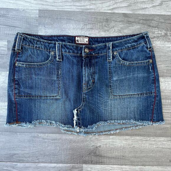 Y2K Mirco Mini Denim Jean Skirt Flap Pockets Kail Size 13 - Picture 2 of 4